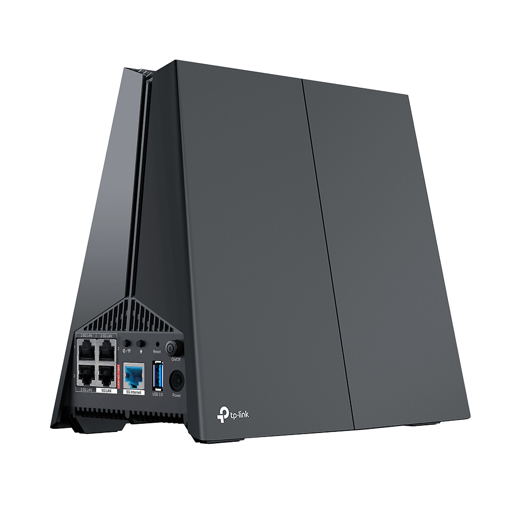 TP-Link Archer GE550 -pelireititin, Wi-Fi 7, Tri-band, 5G WAN -portilla, musta