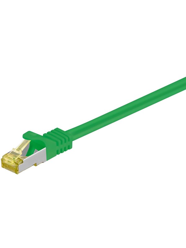Goobay RJ45 patchkabel S/FTP (PiMF), 500 MHz, med CAT 7 råkabel, grön, 1,5 m LSZH halogenfri kabelhölje, koppar, RJ45-kontakt (CAT 6A)