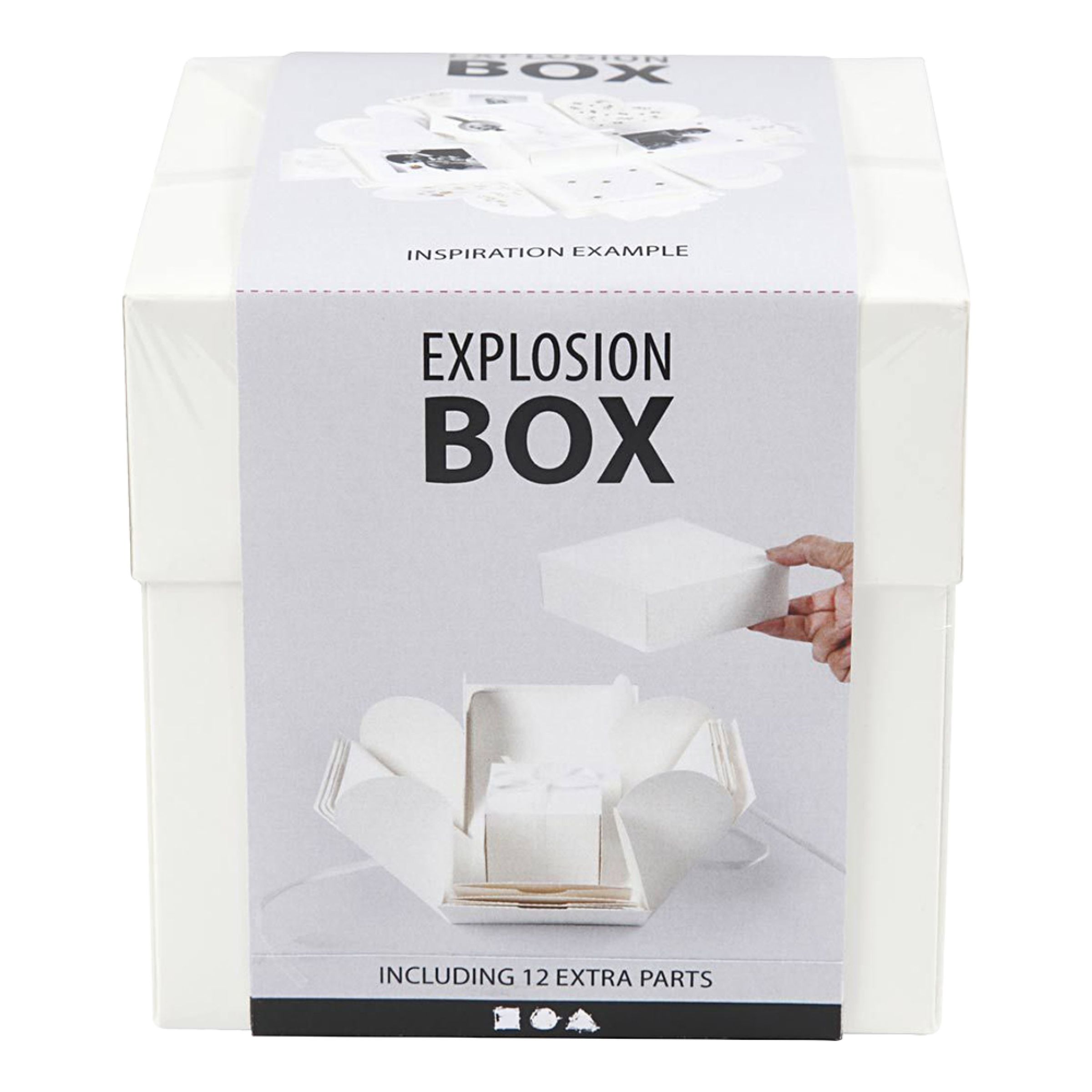 Valkoinen Explosion Box -lahjarasia
