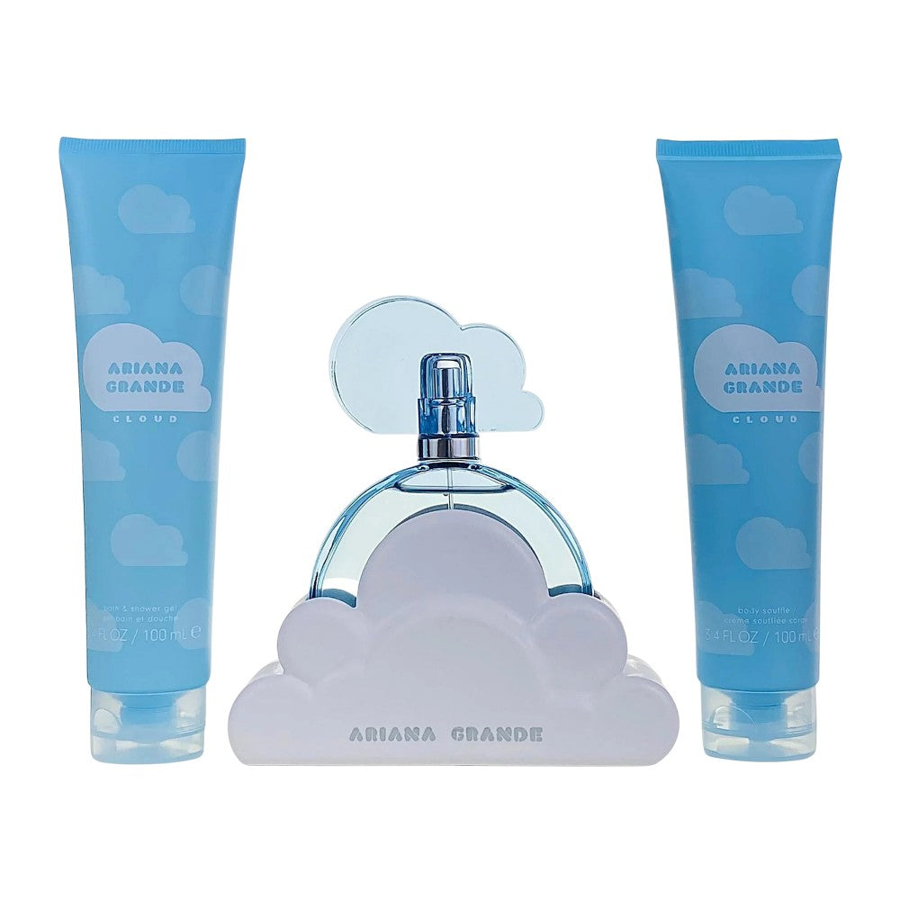 Ariana grande Setti Ariana Grande: Cloud Eau De Parfum naisille 100 ml + Cloud vartalovoide 100 ml + Cloud puhdistusaine 100 ml