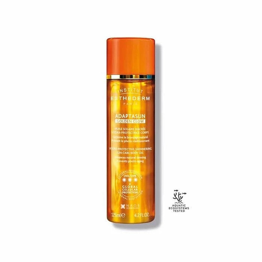 Institut Esthederm Adaptasun Golden Glow kirkasöljy korkea UV-suoja 125 ml