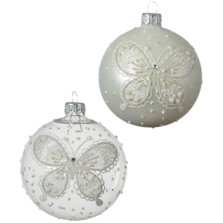 Decoris Lasi joulupallo perhonen