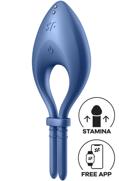 Satisfyer Bullseye Ring Vibrator Blue Sovelluksella ohjattava penisrengas