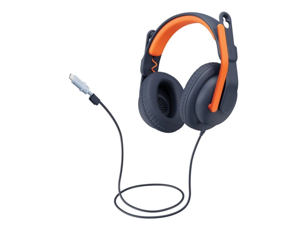 Logitech Zone Learn, Langallinen, Koulutus, 192 g, Kuulokkeet, Sininen, Oranssi