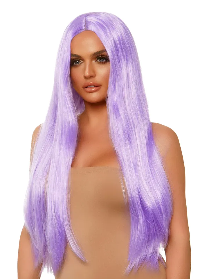 Long Straight Center Part Wig Lavender Peruukki