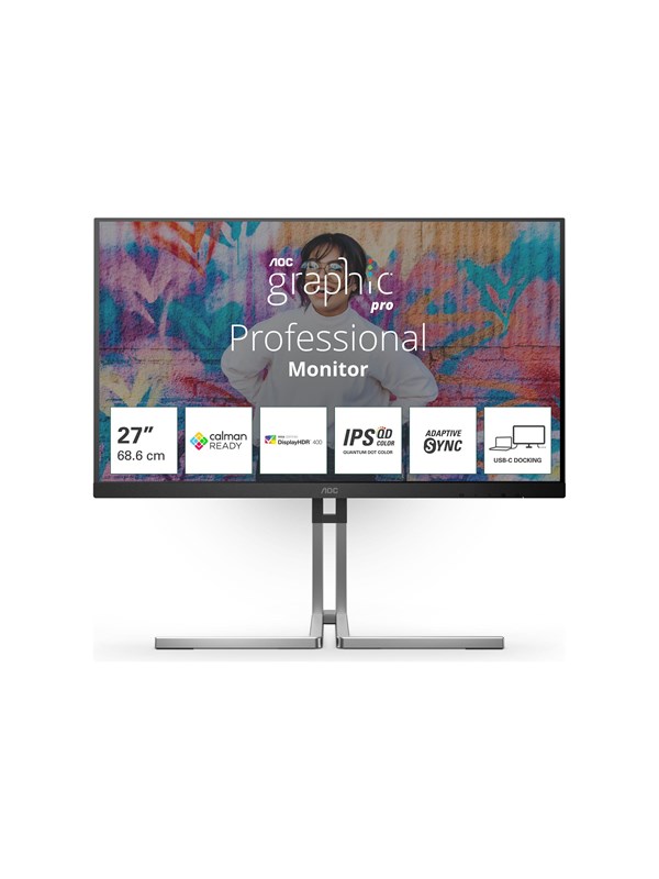 AOC Q27U3CV 27" QHD, IPS Quantum Dot -näyttö, USB-C hub