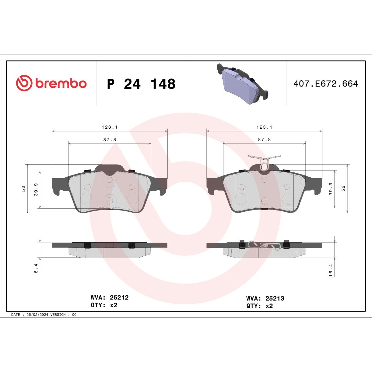 Jarrupalat, levyjarru BREMBO P 24 148