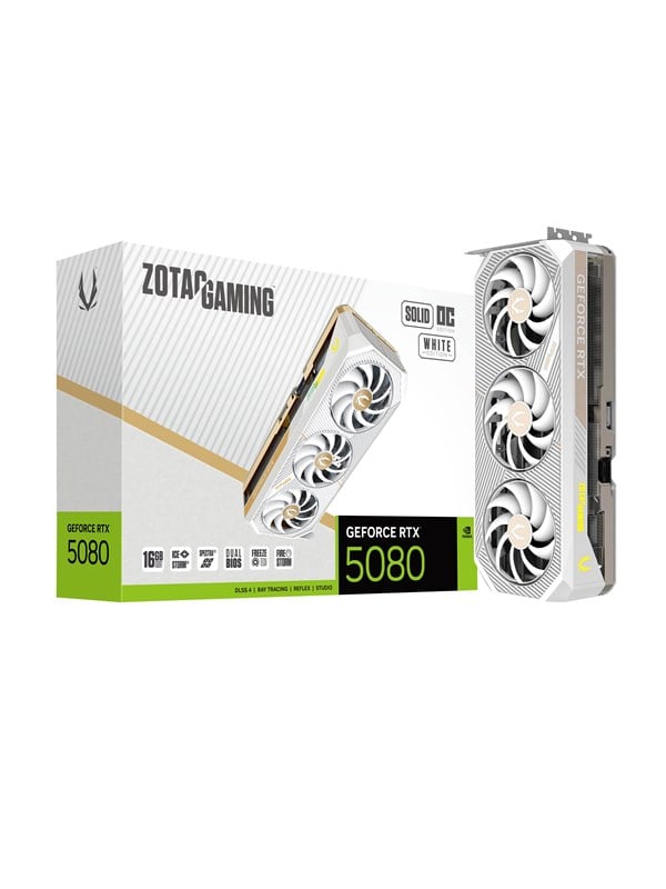 ZOTAC GeForce RTX 5080 SOLID White Edition 16 Gt OC -näytönohjain