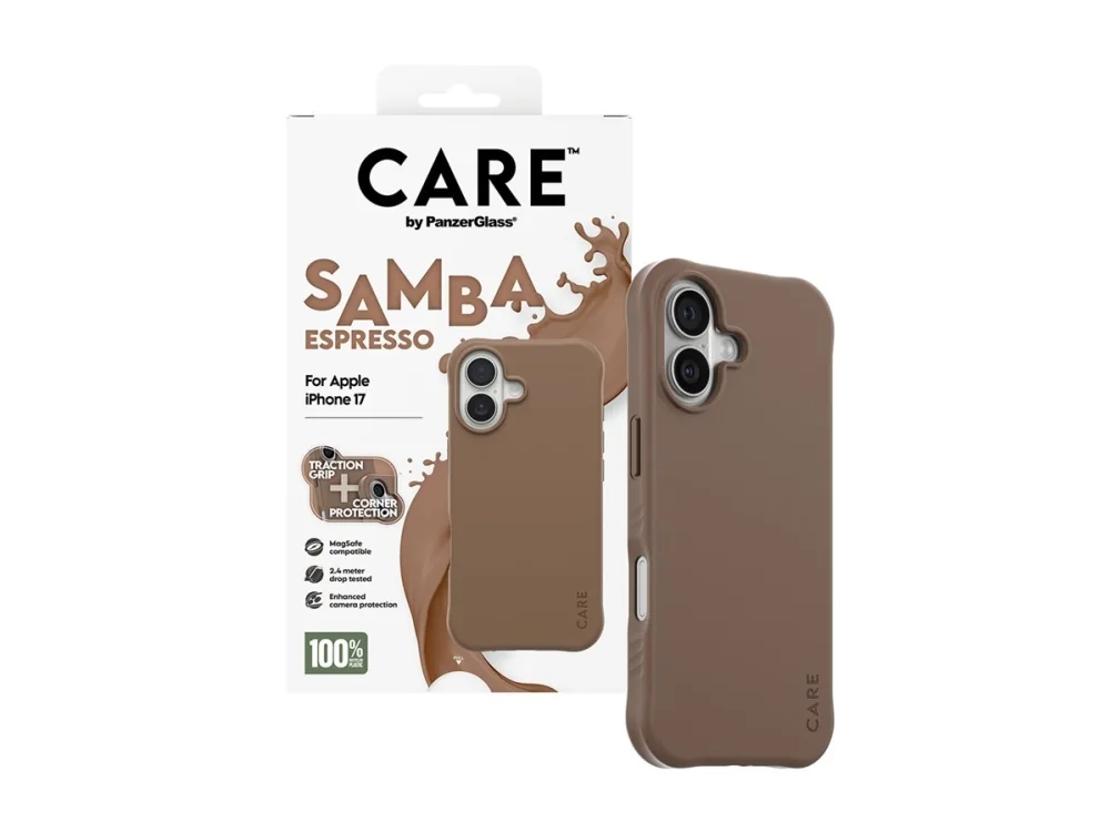 CARE by PanzerGlass Fashionable Case Samba Espresso w. MagSafe iPhone 17