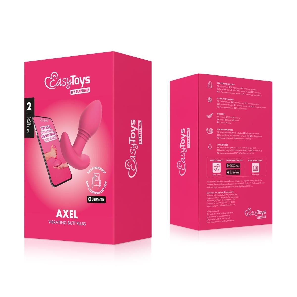 EasyToys Connect Axel tärisevä takapuolen pistoke - vaaleanpunainen
