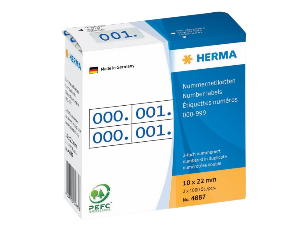 Herma label number 0-999 double 10x22 blue (2x1000)