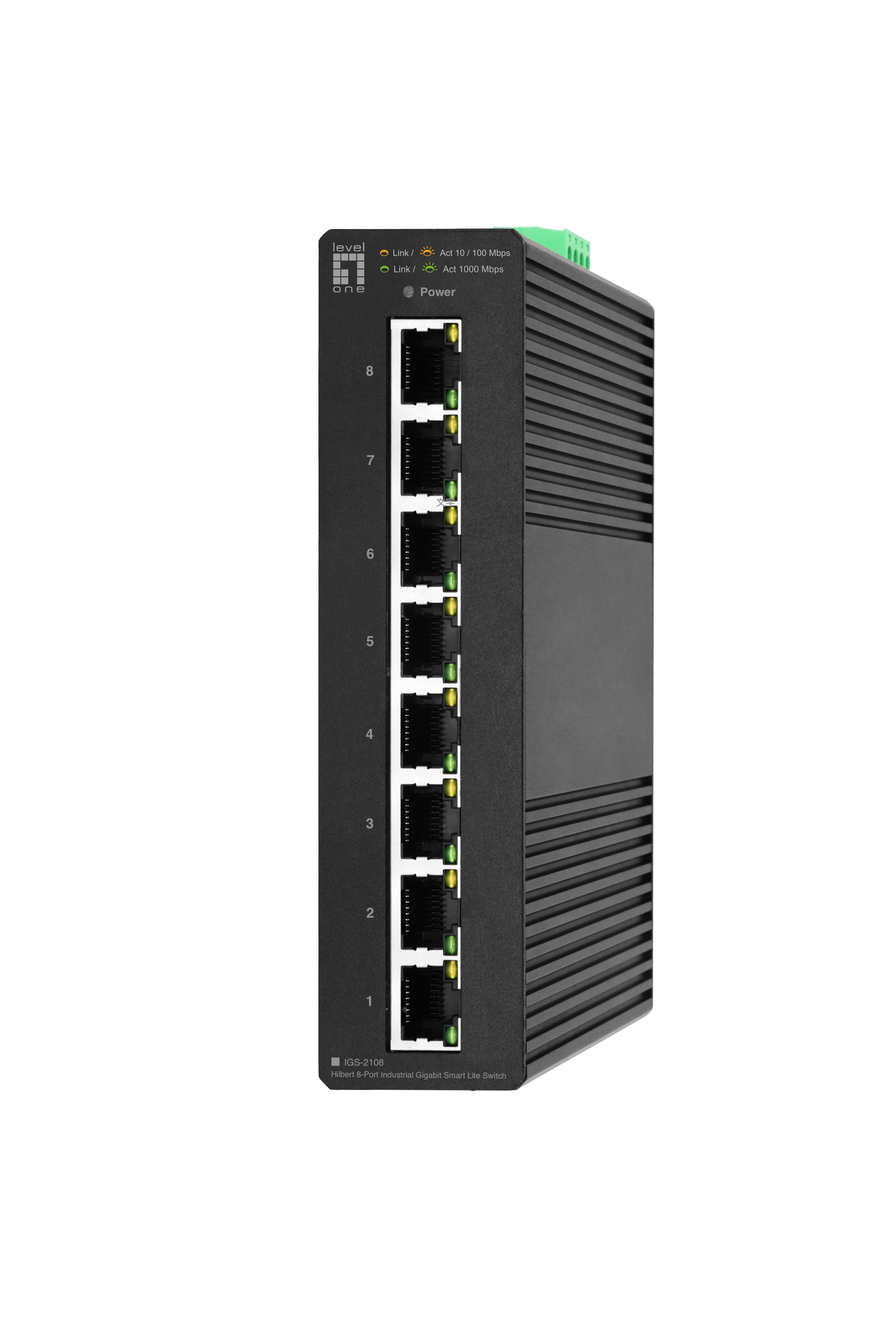 LevelOne IGS-2108 Hallittava L2 Gigabit Ethernet-kytkin, 8-Porttinen, Musta, DC-virransyöttö, 16 Gbit/s, 4000 MAC-osoitteet