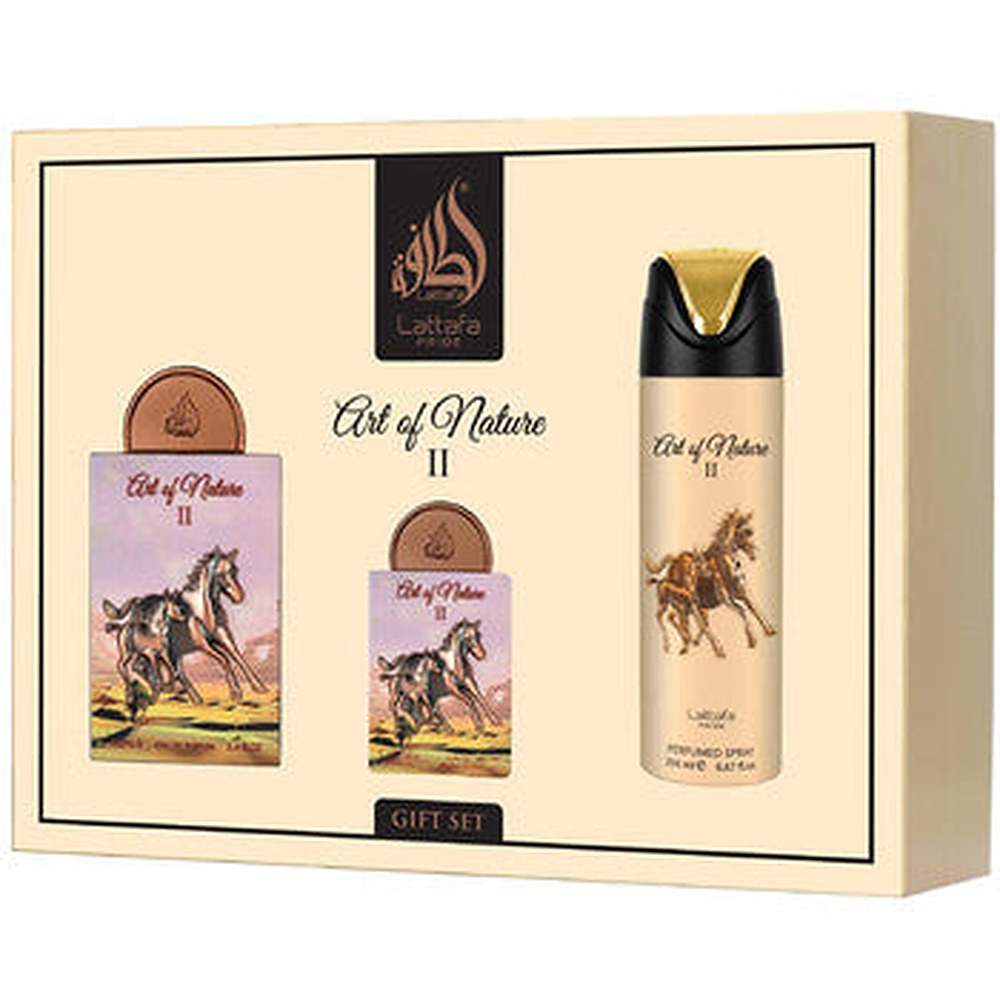 Lattafa parfyymejä Art Of Nature II - lahjasetti EDP, deodoranttisuihke 200 ml ja EDP 20 ml 100 ml
