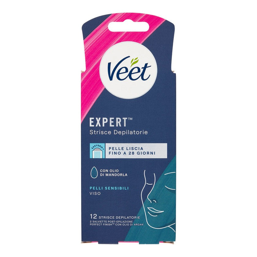 Veet Strisce Viso Expert Pelli Sensibili 12 pezzi — Strisce depilatorie viso