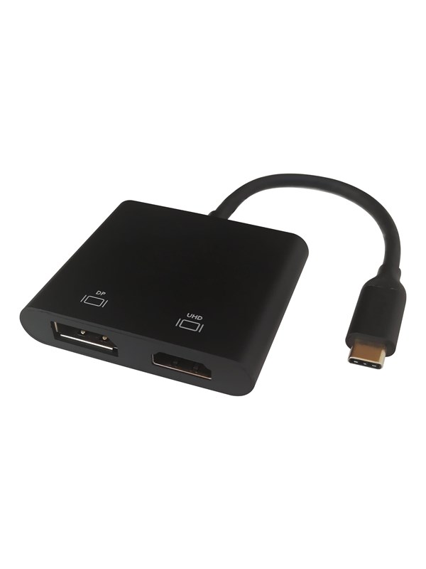 DELTACO MST-hubi, USB-C, 2 x 4K 60 Hz, HDMI + DP, 0,1 m, musta USBC-HDDP Vastaa: N/A