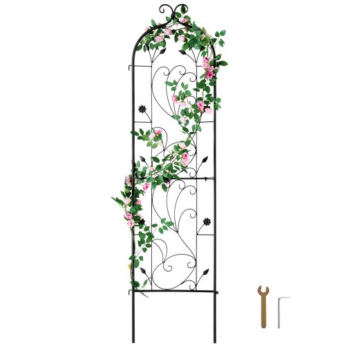 VEVOR Garden Trellis for Climbing Plants, 60 x 15 in, Rustproof Metal Garden Flower Trellis, Outdoor Climbing Rose Trellis Cucumbers Support, Decorative Tall Clematis Trellis for Courtyards Lawns