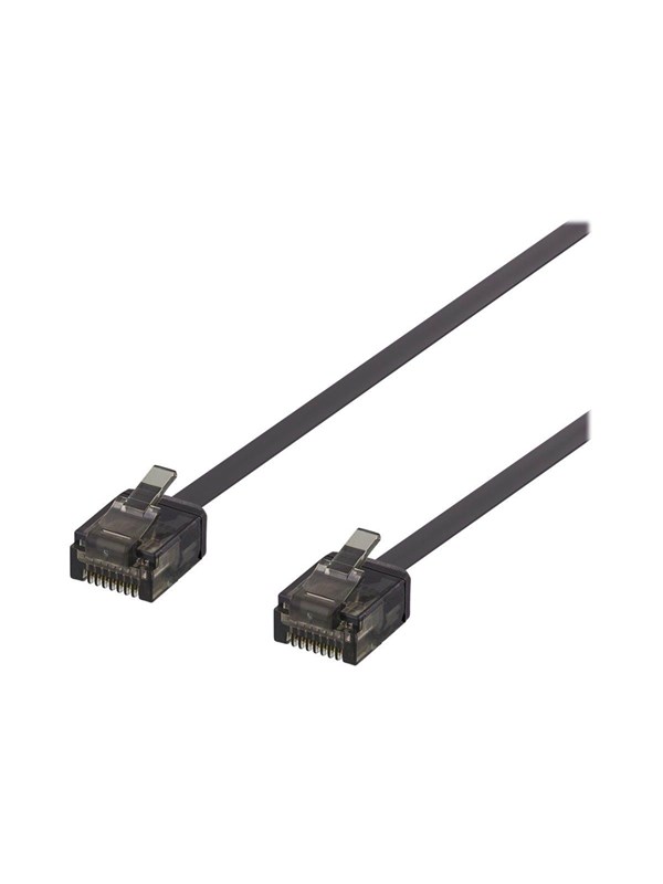DELTACO U/UTP Cat6a laitekaapeli, litteä, 1mm paksu, 2m, musta
