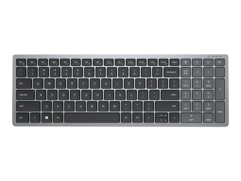 DELL KB740, Täysikokoinen (100 %), Langaton, RF Wireless + Bluetooth, Näppäimen saksikytkin, QWERTY, Harmaa, Musta