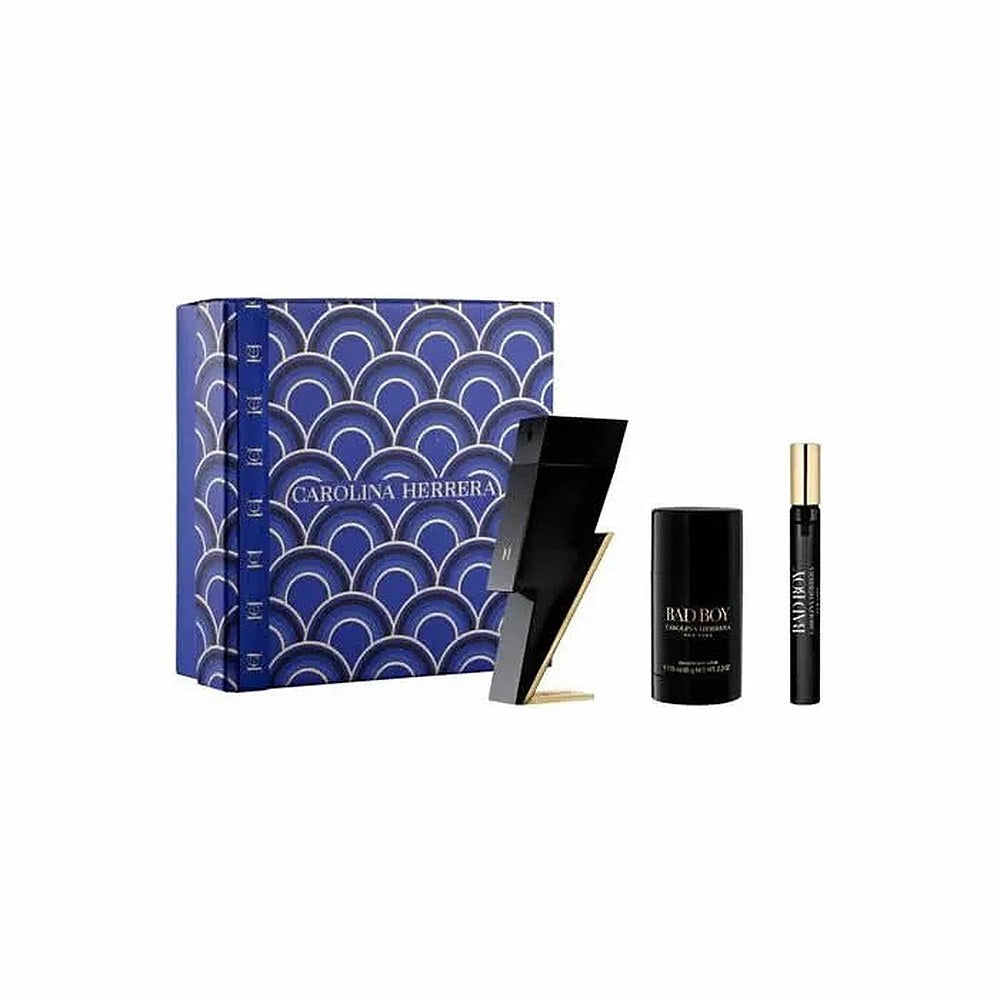 Carolina Herrera Bad Boy Eau De Toilette Spray 100ml Setti 3 Kappaletta