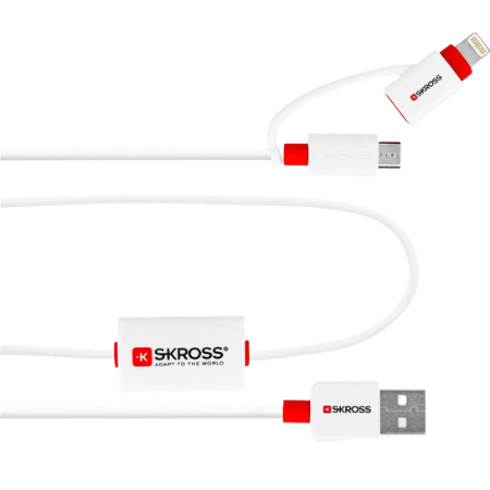 Skross Buzz 2in1 Charge'n Sync Alarm USB-A 2.0 - Lightning & USB Micro - 1 m