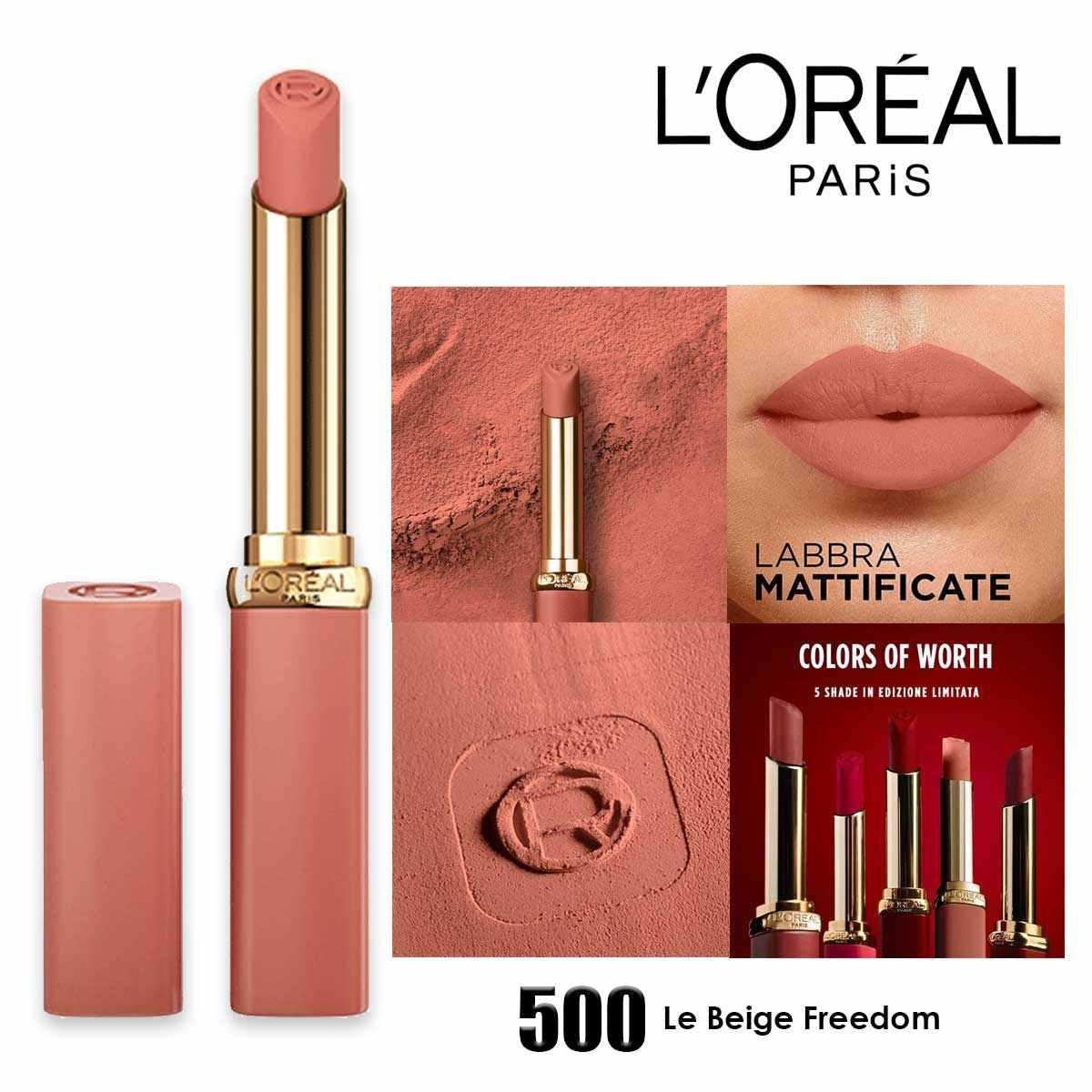 L ́oréal paris Hienovarainen matta huulipuna Värit Worth Väri Riche Intense Volume 1,8 g 500 Beiget vapaudet