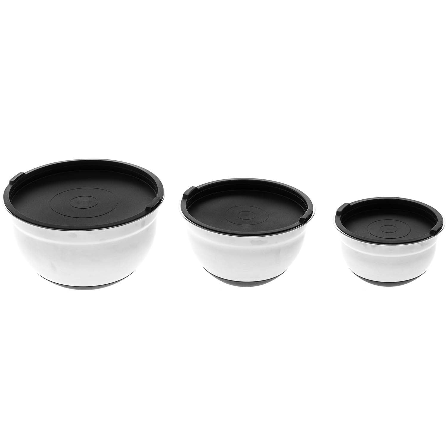 Teräskulhot kansilla, 3 kpl:n setti