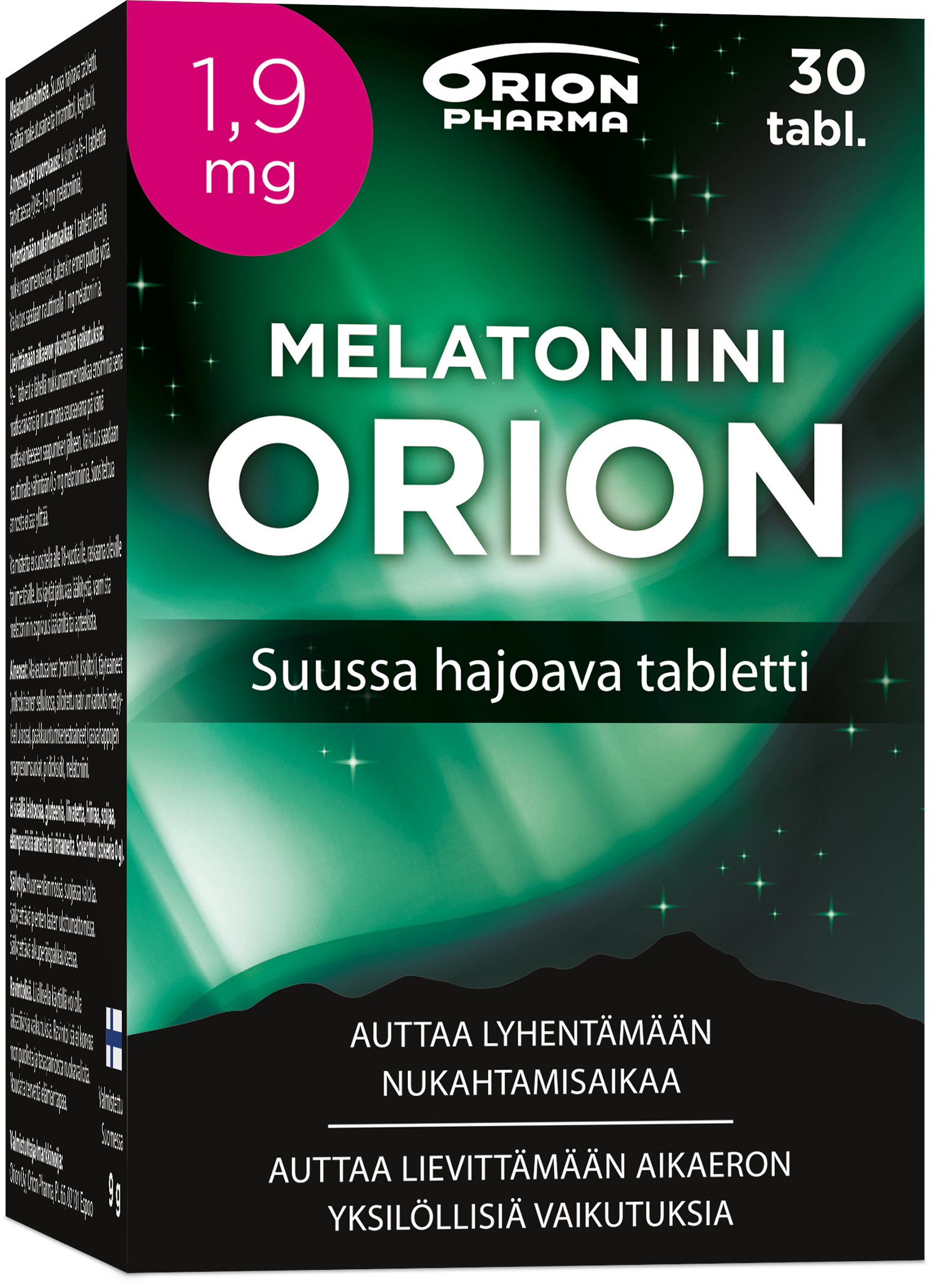 Melatoniini Orion 1,9 mg 30 tabl suussa hajoava