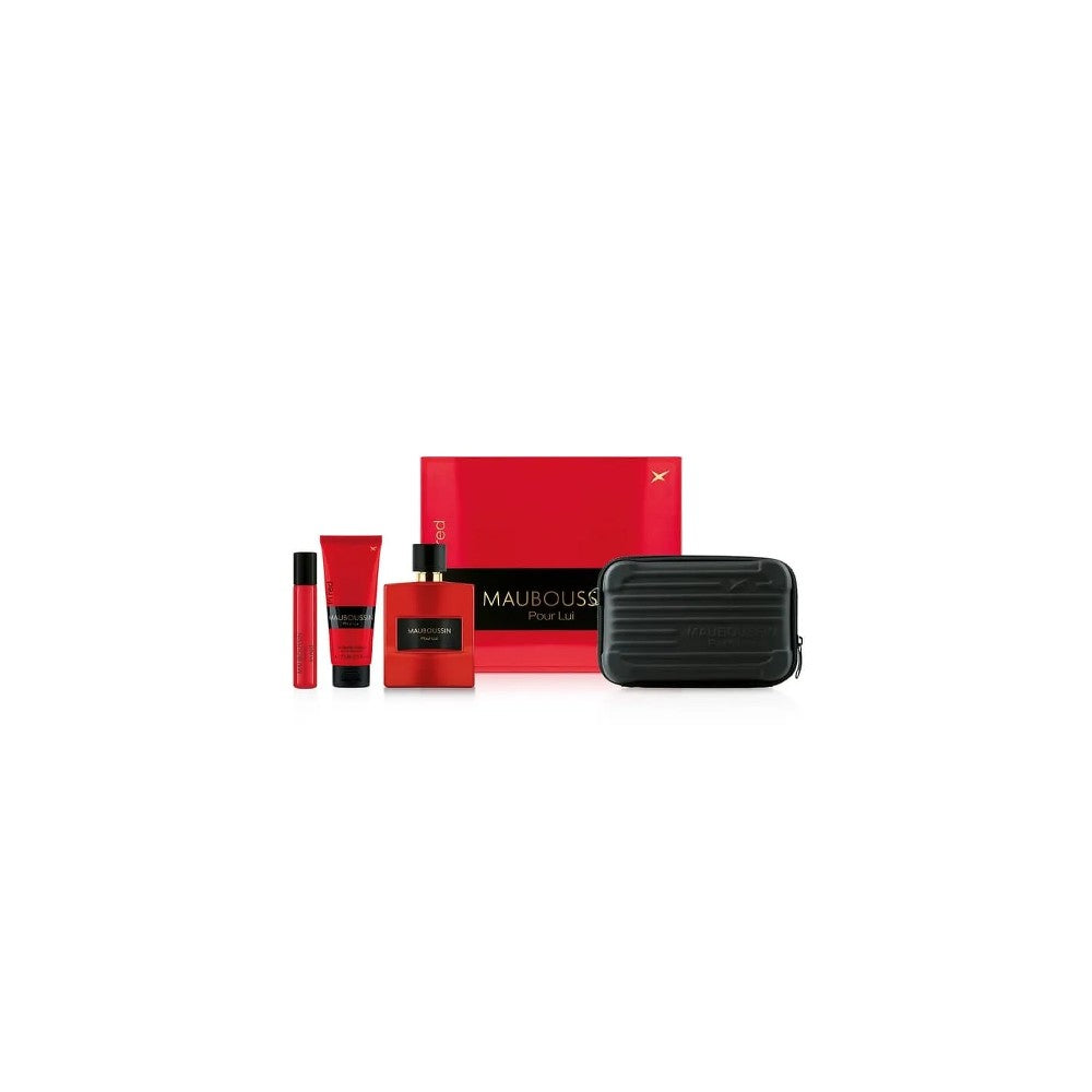 Mauboussin For Him In Red lahjasetti EDP 100 ml, suihkugeeli 75 ml, EDP 20 ml ja olkalaukku - 100 ml