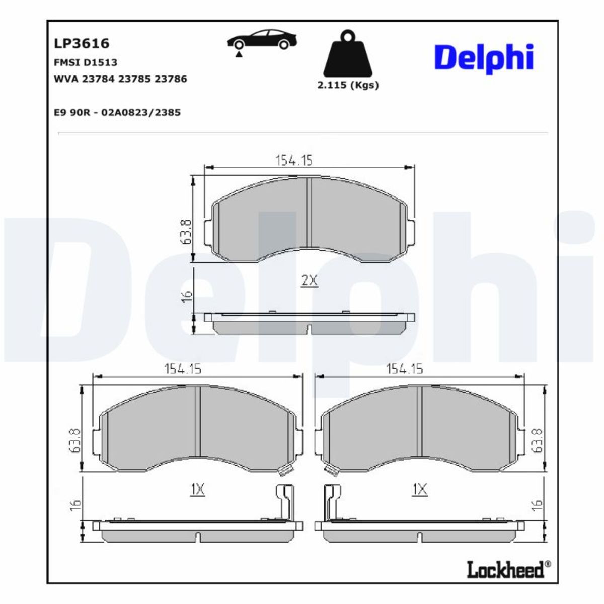 Jarrupalat, levyjarru DELPHI LP3616