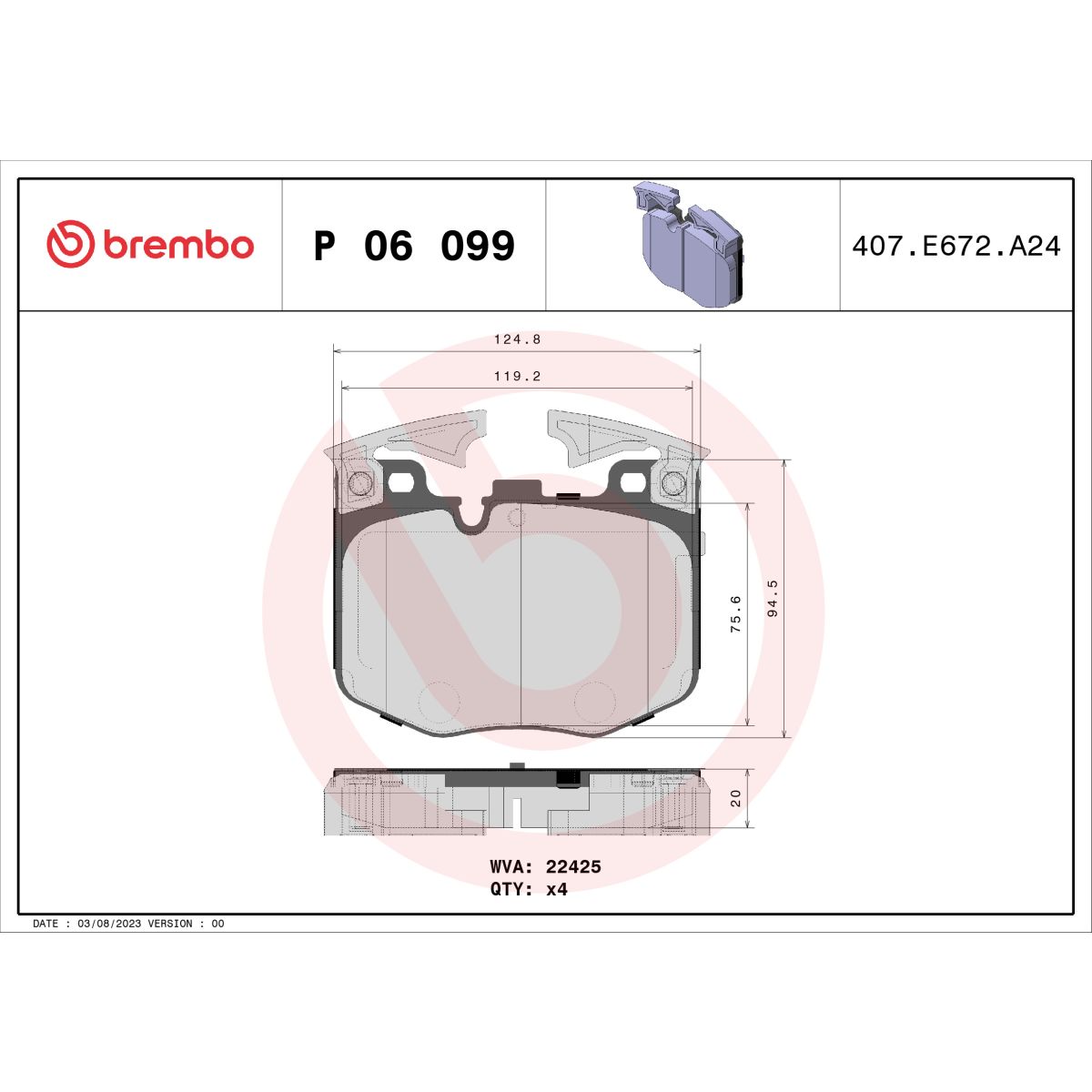 Jarrupalat, levyjarru BREMBO P 06 099