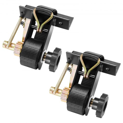 VEVOR Ladder Rack Ratchet Straps, Black Square Tube Mount, 38 mm Wide x 2.25 m Long Black Ladder Rack Straps with Double J-Hooks, 226.8 kg Load Heavy Duty, Cargo Buckle Lock Strap (2 Pack)