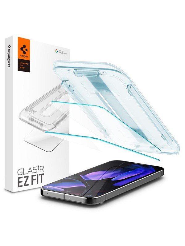 Spigen GLAS.tR EZ Fit, Google, Google Pixel 9 (2024), Google Pixel 9 Pro (2024), Pölynkestävä, Naarmuuntumisenkestävä, Läpinäkyvä, 2 kpl