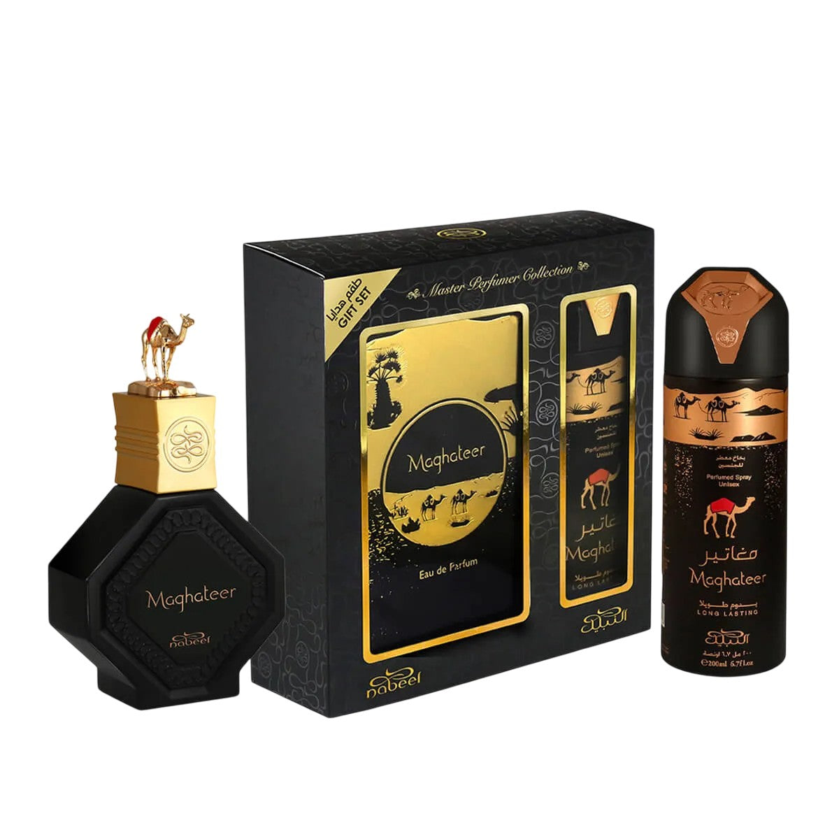 Setti Nabeel: Maghateer, eau de parfum, miehille, 100 ml + Maghateer, deodoranttisuihke, miehille, 100 ml