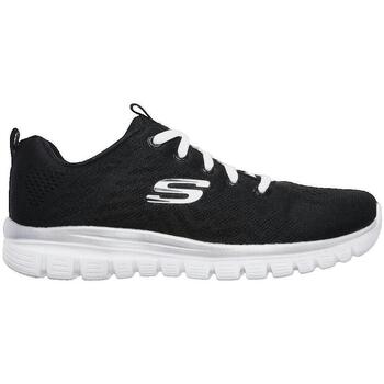 SKECHERS Matalavartiset tennarit 'Graceful Get Connected' musta / valkoinen