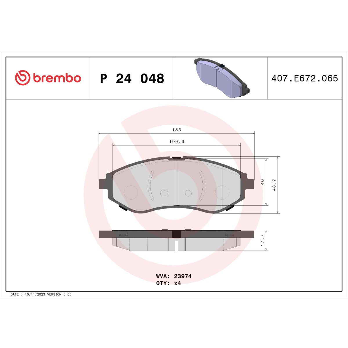 Jarrupalat, levyjarru BREMBO P 24 048