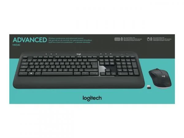 Logitech MK540 Advanced Wireless Combo - UK = MK540 edistynyt langaton yhdistelmä - UK - Näppäimistö ja Hiirisetti - Englanti - Musta