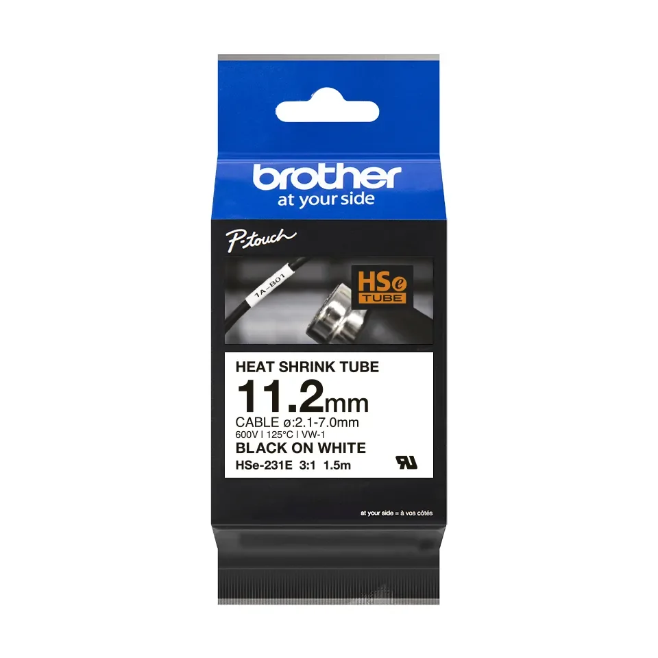 Brother Tape Kutisteputki 11,2mm Hse-231e Musta/valkoinen