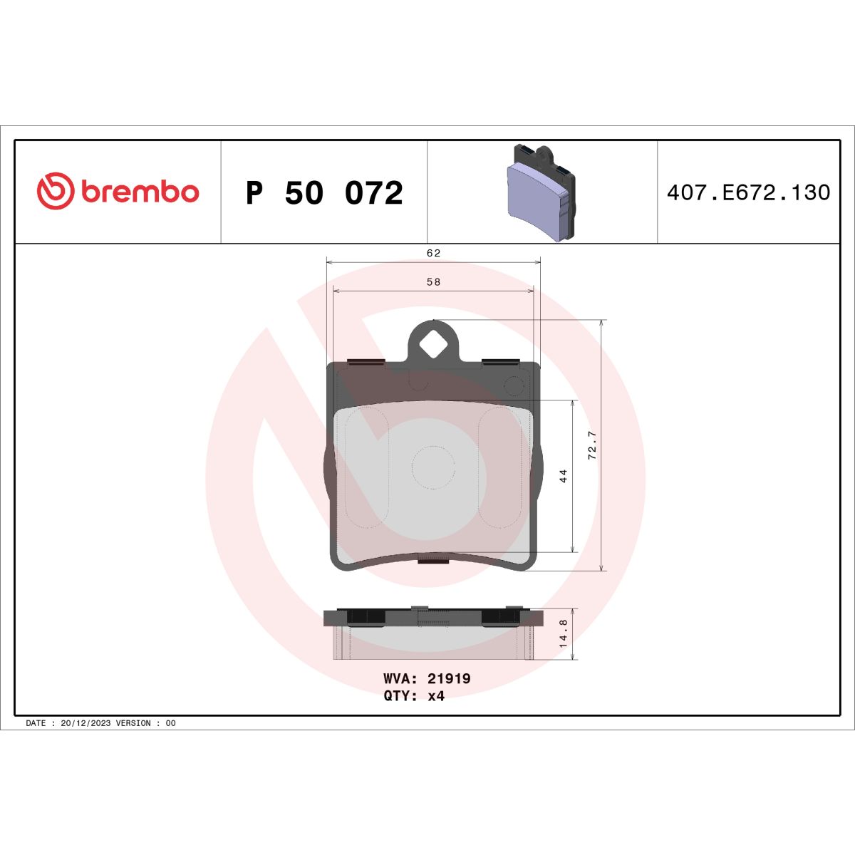Jarrupalat, levyjarru BREMBO P 50 072