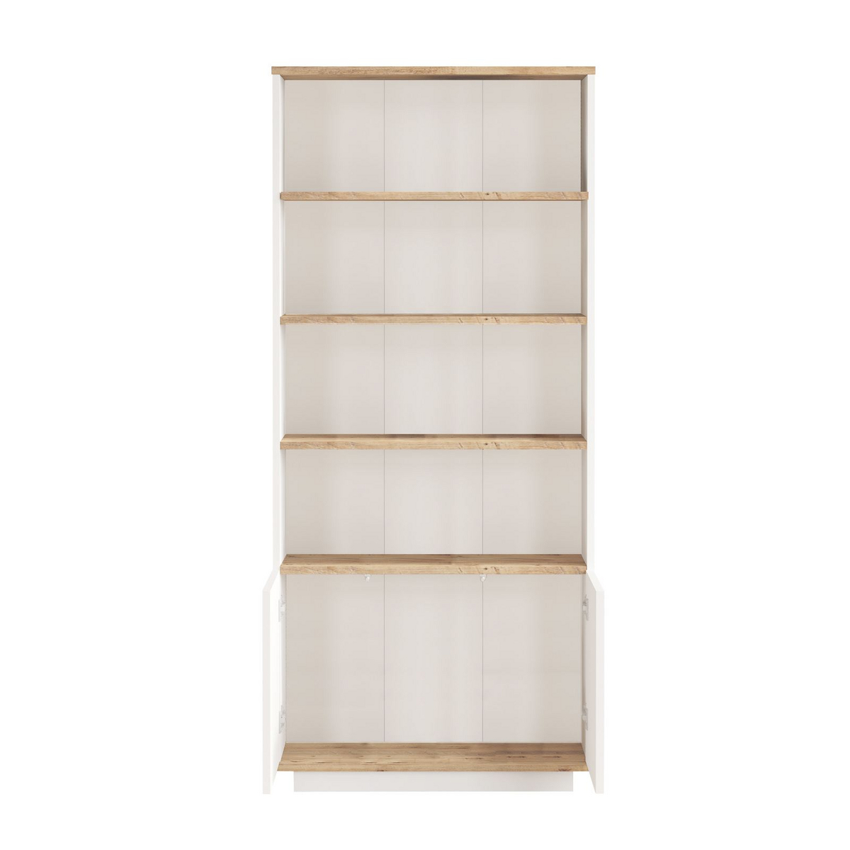 Norda Design Moderni skandinaavinen kirjahylly, Atlantic-mänty & valkoinen, 75 cm x 168,3 cm x 26,8 cm | 100 % melamiinipinnoitettu | Paina-aukeava...