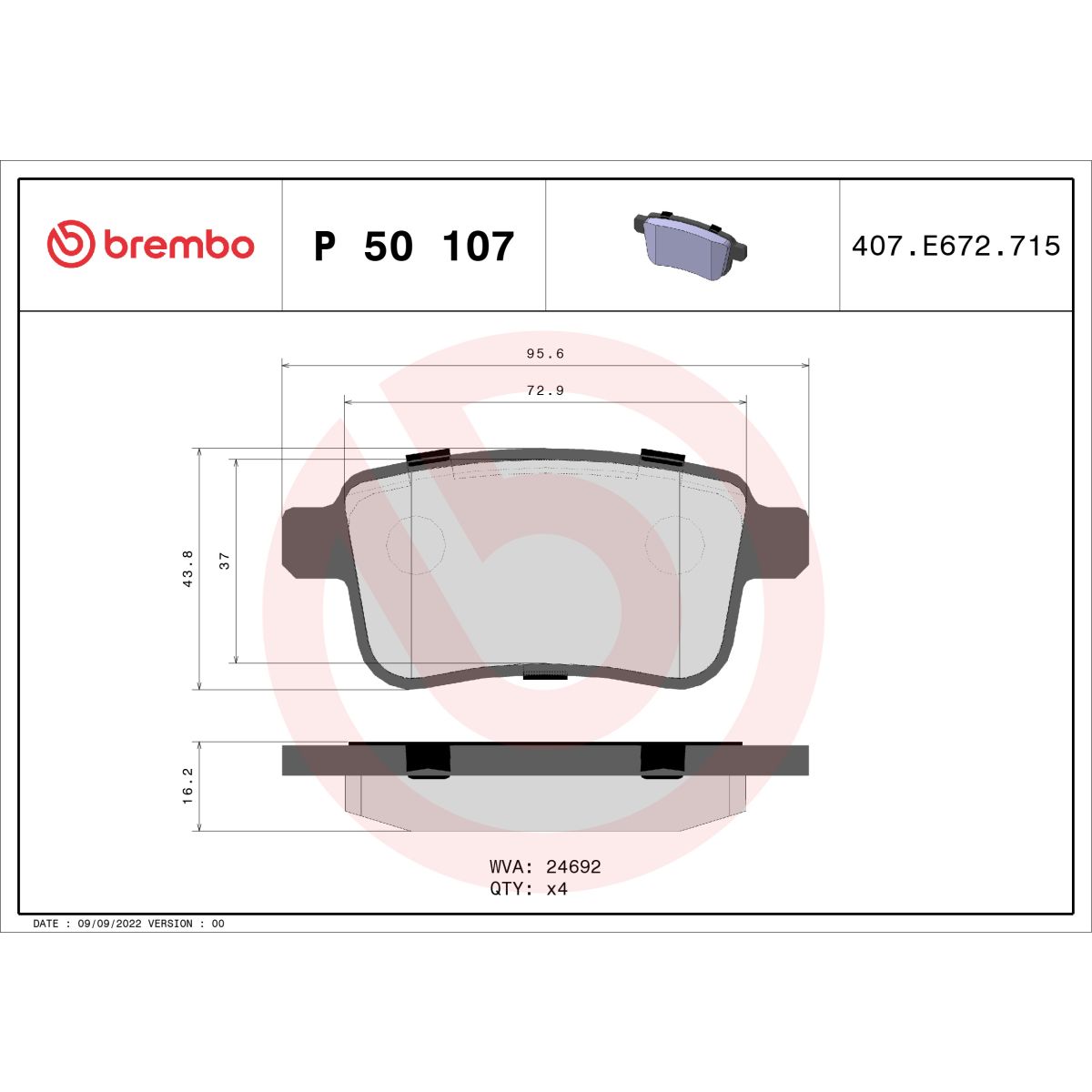 Jarrupalat, levyjarru BREMBO P 50 107