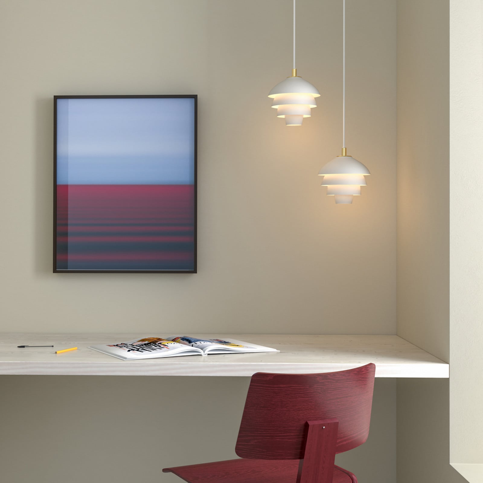 Valencia-riippuvalaisin, Ø 18 cm, valkoinen/messinki, G9 - Belid - Olohuone - Design - Metalli - Yksilamppuinen