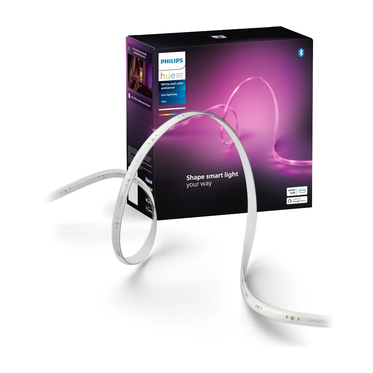 Philips Hue Solo valonauha 10 m - White & Color Ambiance, 2 000-6 500 K + 16 miljoonaa väriä, RGBWW LED-nauha, 1 700 lm, 20 W, Zigbee & Bluetooth, himmennettävä, ohjaus sovelluksessa & puhekomennoilla
