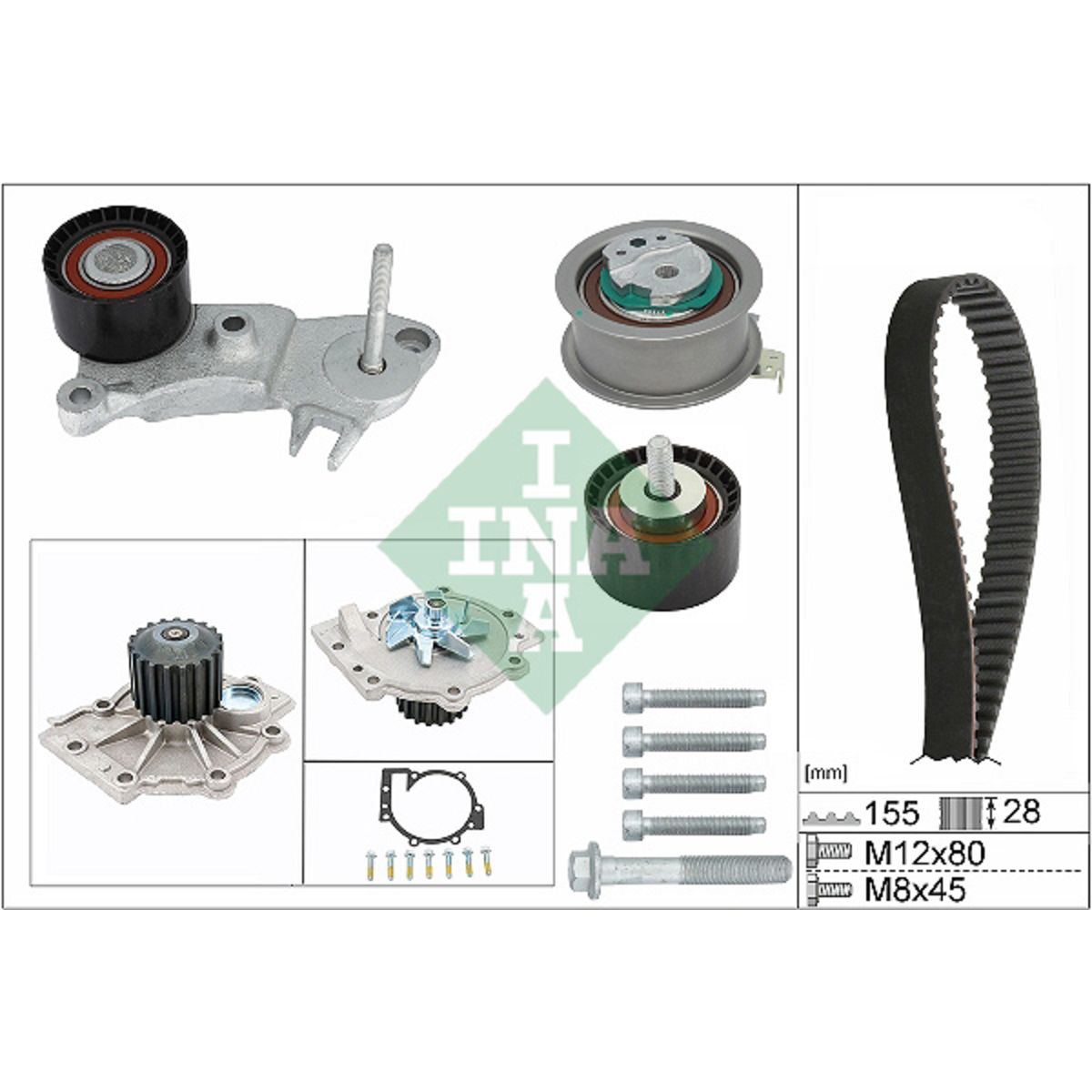 Vesipumppu + jakohihnasarja INA 530 0762 30