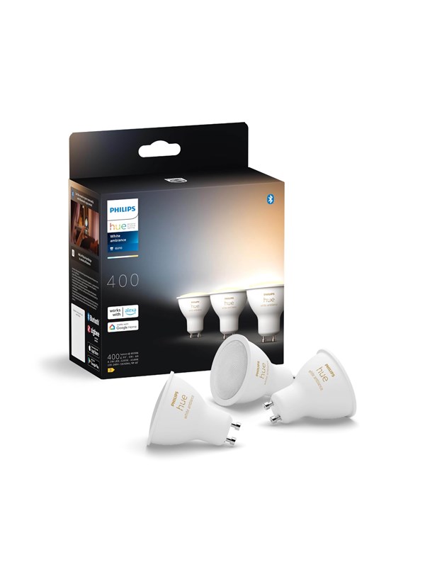 Philips Hue White Ambiance GU10 (3 kappaleen pakkaus) - älykäs LED-kohdelamppu, valkoinen