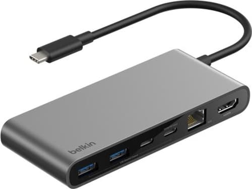Belkin Connect 8-in-1 USB-C Hub with Dual USB-C Ports - Silver