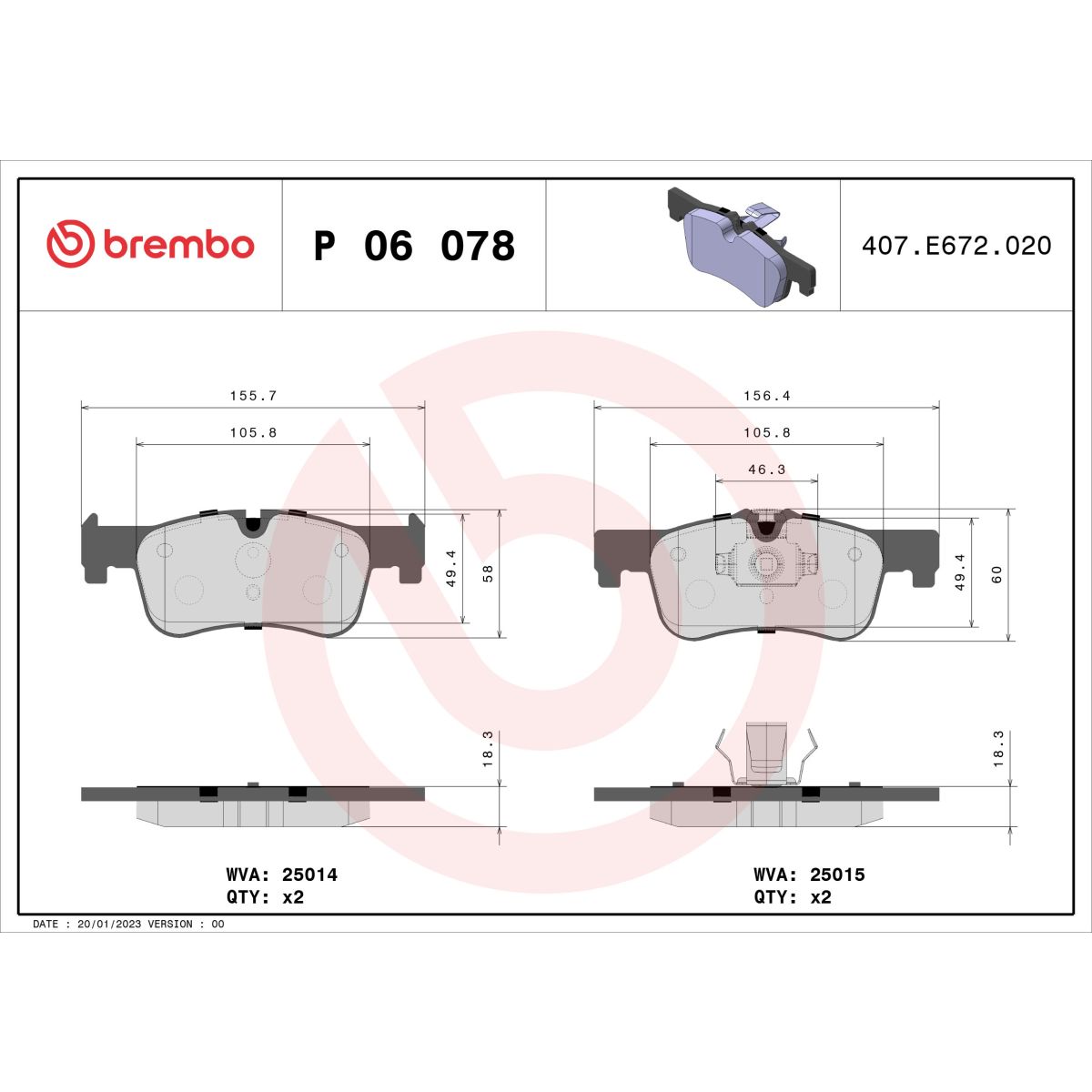 Jarrupalat, levyjarru BREMBO P 06 078