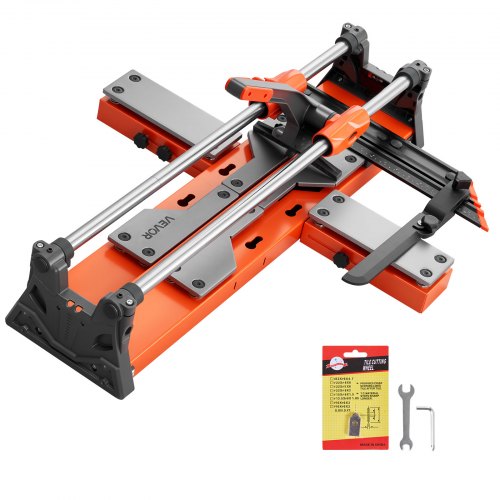 VEVOR 600 mm Manual Tile Cutter, Upgraded Sliding Head Cutting Tool with Spring-Loaded Base, Angle Fence, Tungsten Carbide Cutting Wheel, Alignment Guide, for DIY Pros, Ceramic, Floor & Wall Tiles