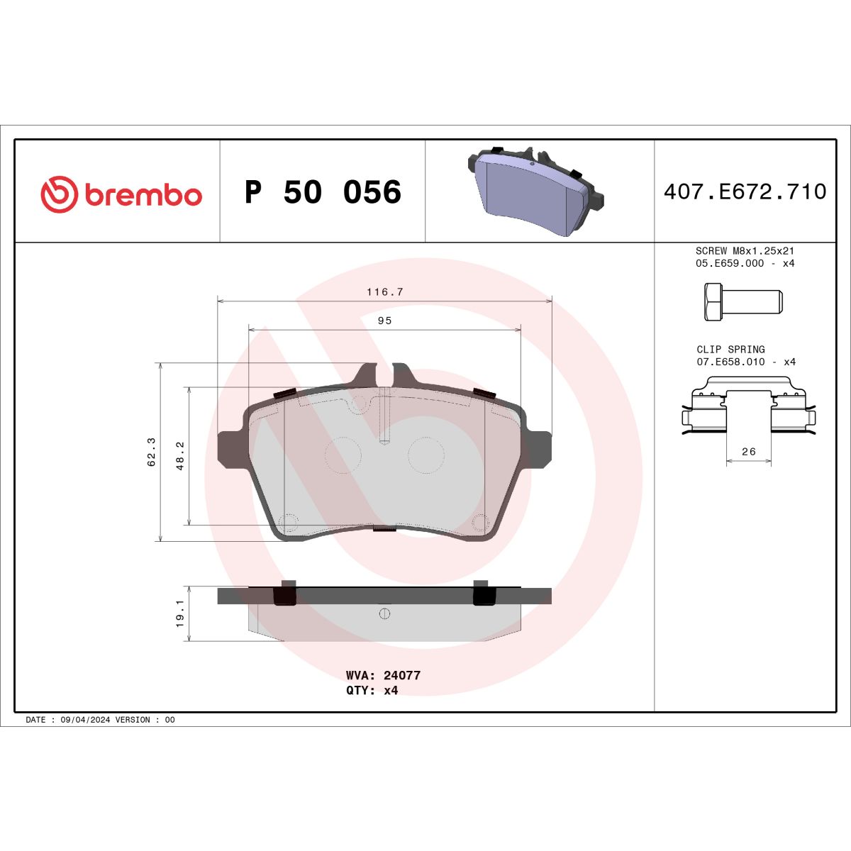 Jarrupalat, levyjarru BREMBO P 50 056