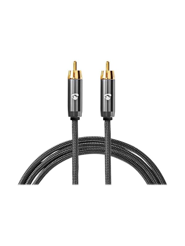 Nedis Subwoofer Kaapeli | RCA Uros | RCA Uros | Kullattu | 3.00 m | Pyöreä | 4.5 mm | Antrasiitti / Gun Metal Harmaa | Laatikko kannella ja ikkunalla
