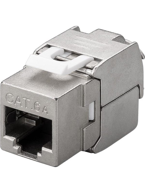 Goobay Keystone-modul RJ45 CAT 6A, STP, 500 MHz, slim-line 16,3 mm bred, krokodiltyp, för verktygslös IDC-montering